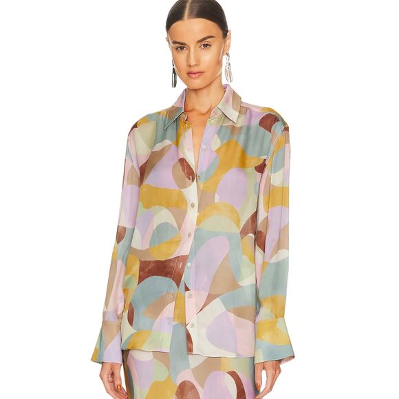 L'Academie Aubrey Blouse in Artist Palette Multi NWT Size XS - Picture 2 of 5